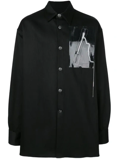 Shop Raf Simons Printed Patch Shirt In Black