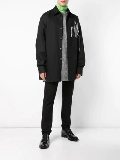 Shop Raf Simons Printed Patch Shirt In Black