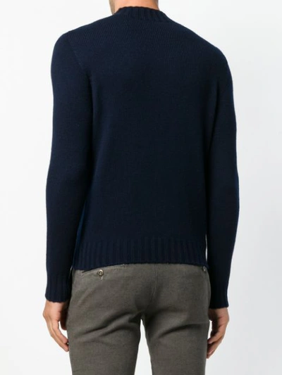 Shop Tagliatore Mock Neck Cable Knit Sweater In Blue