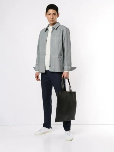 Shop Apc Striped Shirt Jacket In Grey