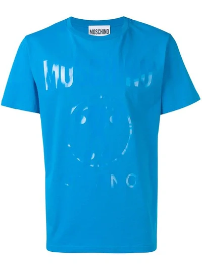 Shop Moschino Double Question Mark Logo T In Blue