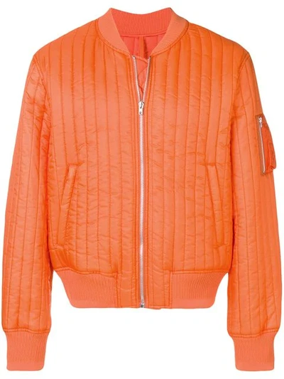 Shop Helmut Lang Quilted Bomber Jacket In Orange