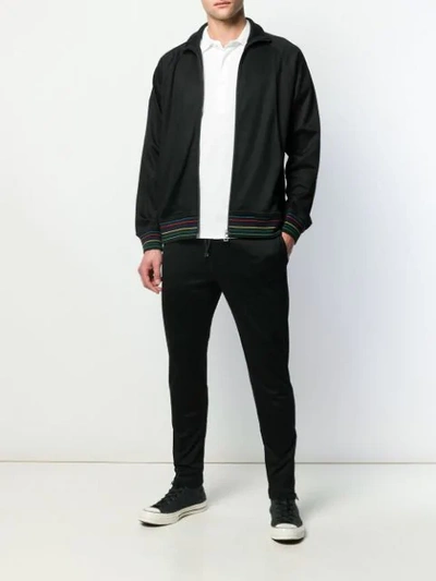 Shop Ps By Paul Smith Striped Zip Up Sweatshirt In Black