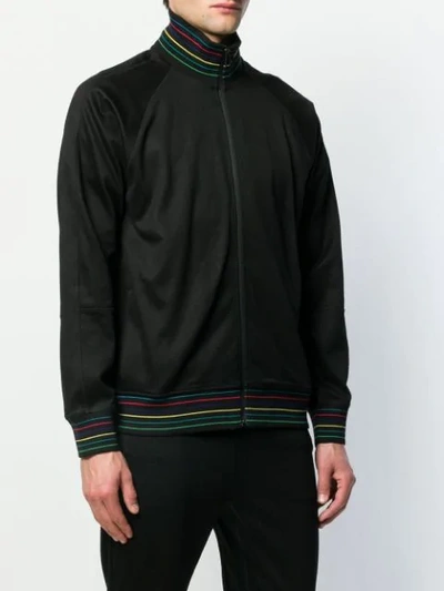 Shop Ps By Paul Smith Striped Zip Up Sweatshirt In Black