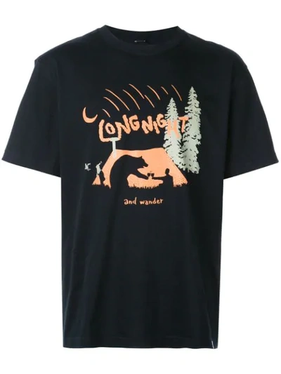 AND WANDER PRINTED LONG NIGHT T-SHIRT - 蓝色