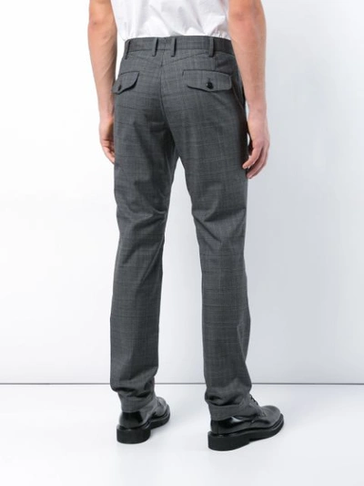 Shop Junya Watanabe Man Plaid Straight Leg Trousers - Grey