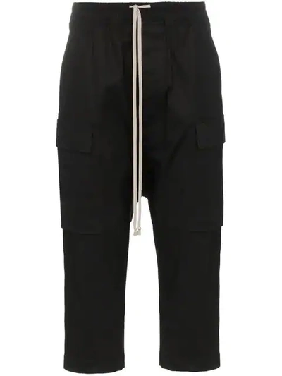 Shop Rick Owens Drop Crotch Cropped Trousers In Black