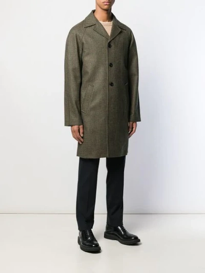 Shop Prada Tweed Single-breasted Coat In Green