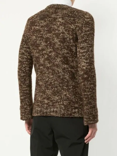 Shop Yohji Yamamoto Vintage Yohji Yamamoto  Marble Effect V-neck Jumper - Brown