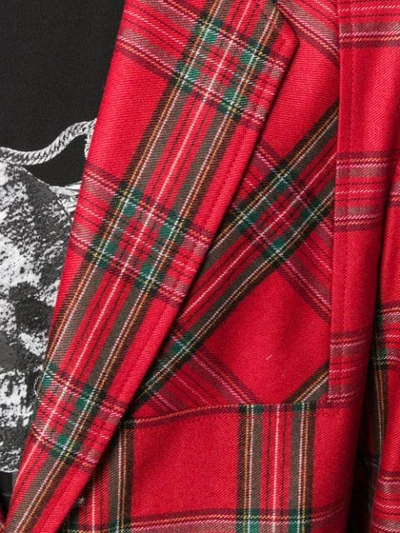 Shop Just Cavalli Tartan Print Blazer In Red
