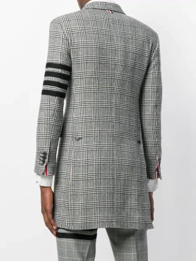 Shop Thom Browne 4-bar Prince Of Wales Check Wool High-armhole Chesterfield Overcoat In Black