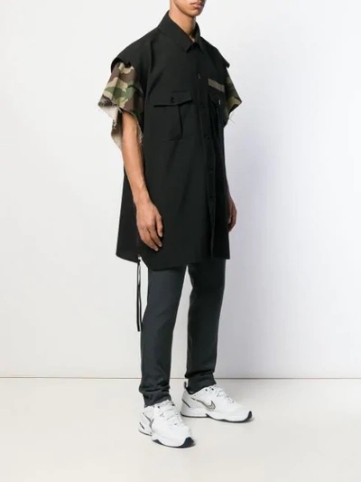 Shop Facetasm Contrast Sleeve Shirt In Black