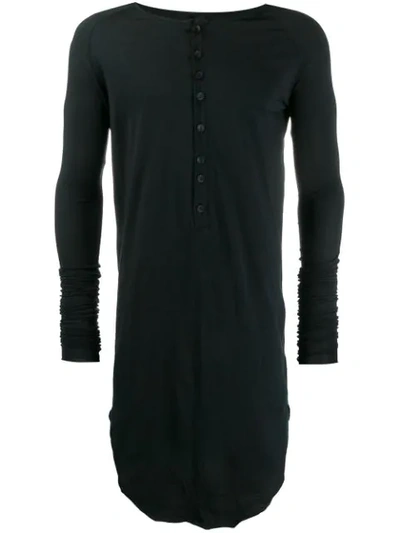 Shop Army Of Me Longline Henley Tunic Top - Black