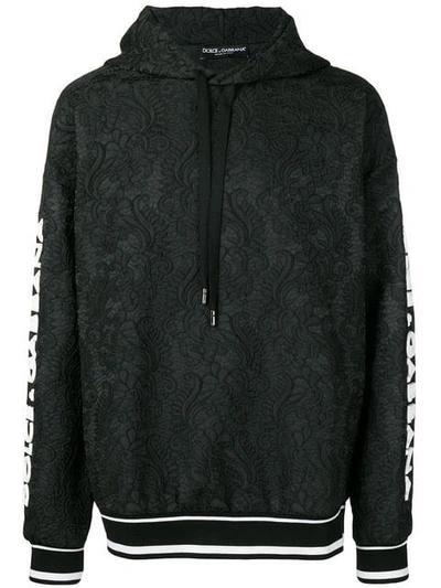 Shop Dolce & Gabbana Jacquard-kapuzenpullover In N0000 Black