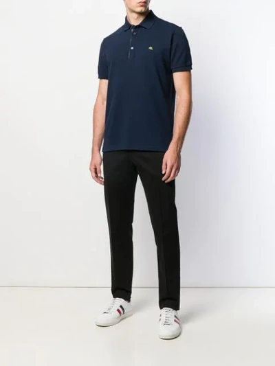 Shop Etro Embroidered Detail Polo Shirt In Blue