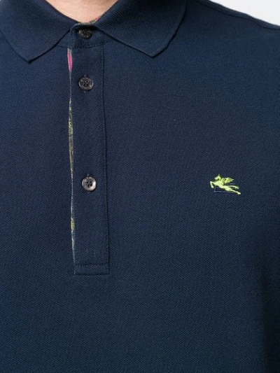 ETRO EMBROIDERED DETAIL POLO SHIRT - 蓝色
