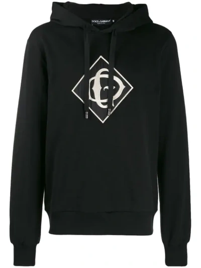 Shop Dolce & Gabbana Dg Embroidery Hoodie In Black