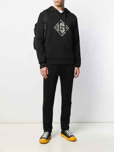 Shop Dolce & Gabbana Dg Embroidery Hoodie In Black