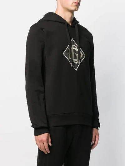 Shop Dolce & Gabbana Dg Embroidery Hoodie In Black