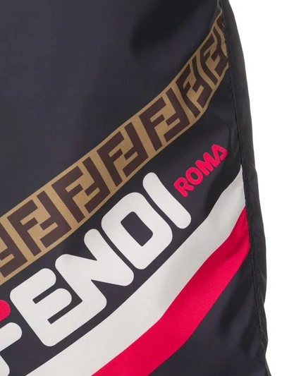 FENDI LOGO PRINT SWIMMING TRUNKS - 蓝色