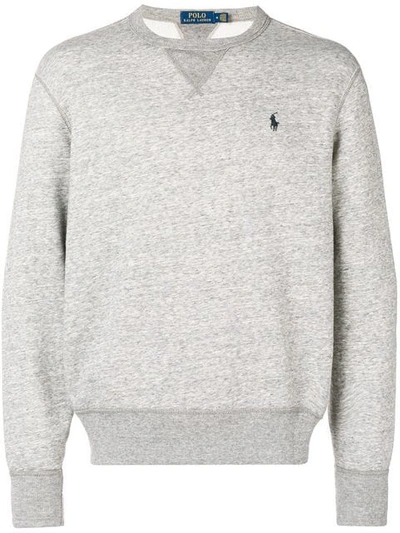 Shop Polo Ralph Lauren Round Neck Sweatshirt In Grey