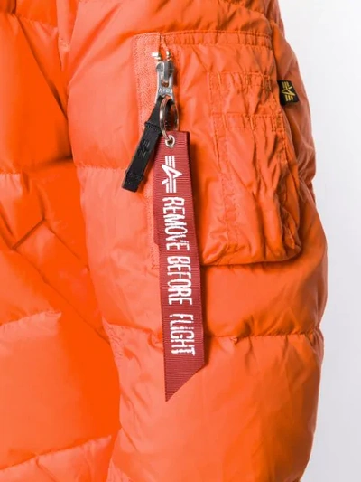 Shop Alpha Industries Zipped Padded Jacket - Orange