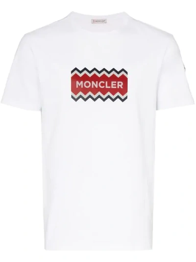 Shop Moncler Logo Print T In White