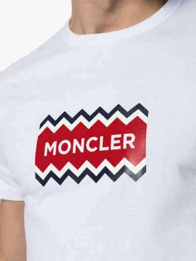 Shop Moncler Logo Print T In White