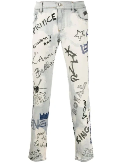 Shop Dolce & Gabbana Graffiti Jeans - Blue