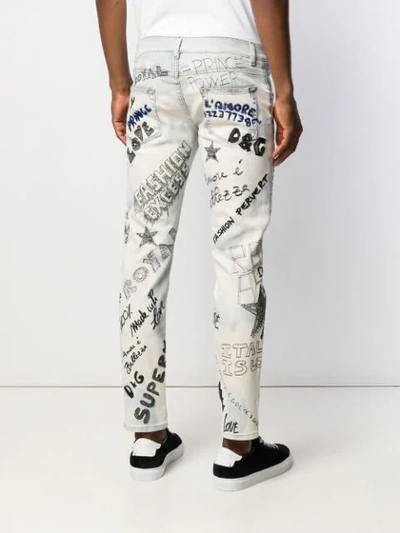 Shop Dolce & Gabbana Graffiti Jeans - Blue