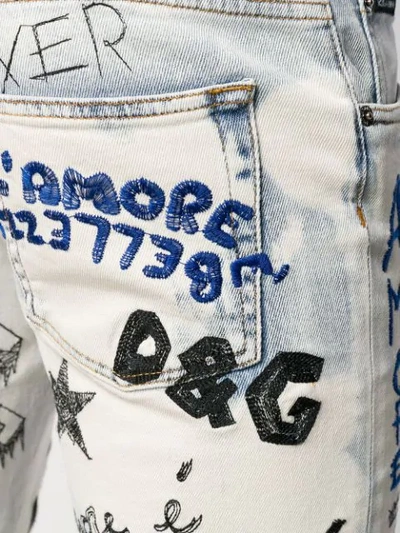 Shop Dolce & Gabbana Graffiti Jeans - Blue