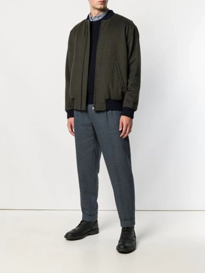 Shop Holland & Holland Classic Bomber Jacket In Green
