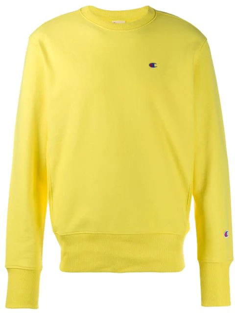 yellow crew neck champion sweatshirt