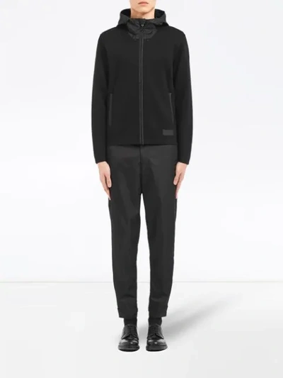 Shop Prada Wool And Nylon Jacket In F0806 Black/black