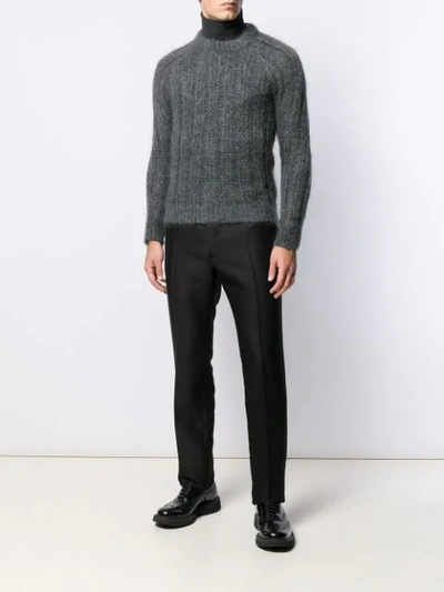 Shop Prada Chunky Knit Jumper In Grey