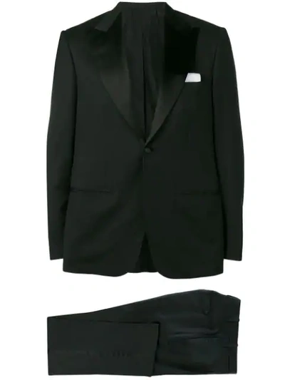 Shop Kiton Classic Dinner Suit In Black