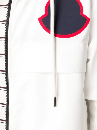 Shop Moncler Contrast Logo Bomber Jacket In White