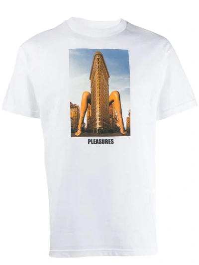 Shop Pleasures Printed Crew Neck T-shirt In White