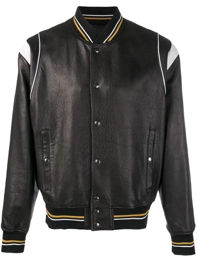 Shop Givenchy Embossed Logo Leather Jacket In Black