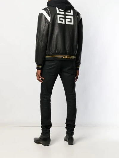 Shop Givenchy Embossed Logo Leather Jacket In Black