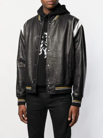 Shop Givenchy Embossed Logo Leather Jacket In Black