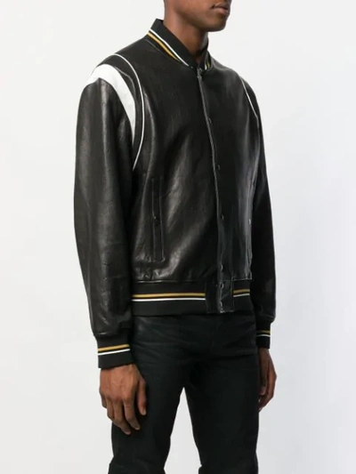 Shop Givenchy Embossed Logo Leather Jacket In Black