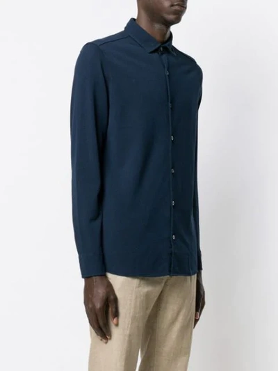 Shop Drumohr Long-sleeve Fitted Shirt In Blue