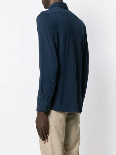 Shop Drumohr Long-sleeve Fitted Shirt In Blue