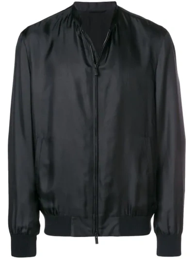 Shop Fendi Zipped Bomber Jacket In Black