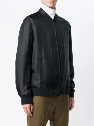 Shop Fendi Zipped Bomber Jacket In Black