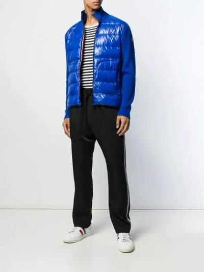 Shop Moncler Tricolour Shell Puffer Jacket In 731 Blue