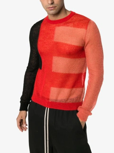 Shop Rick Owens Semi-sheer Colour-block Jumper In Orange