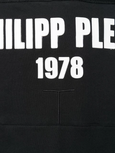 Shop Philipp Plein Zip Detailed Logo Sweatshirt - Black