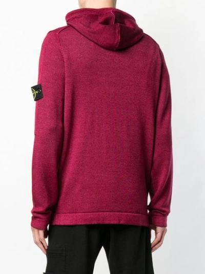 Shop Stone Island Drawcord Hooded Knit Jumper In Pink